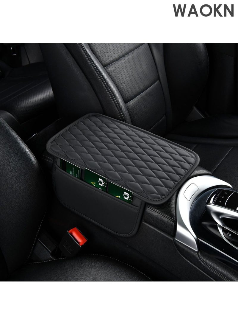WAOKN Car Center Console Cover , Upgraded Microfiber Leather Car Arm Rest Cover with 2 Storage Bags , Universal Armrest Cover for Car Storage Box , Car Interior Accessories Protector for Most Vehicle , black - Image 5